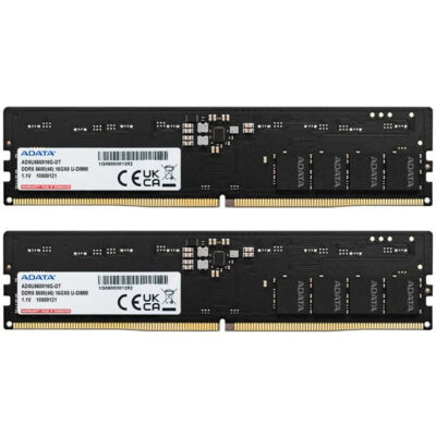 Kit Barrettes mémoire 32Go (2x16Go) DIMM DDR5 Adata 5600MHz (Noir)